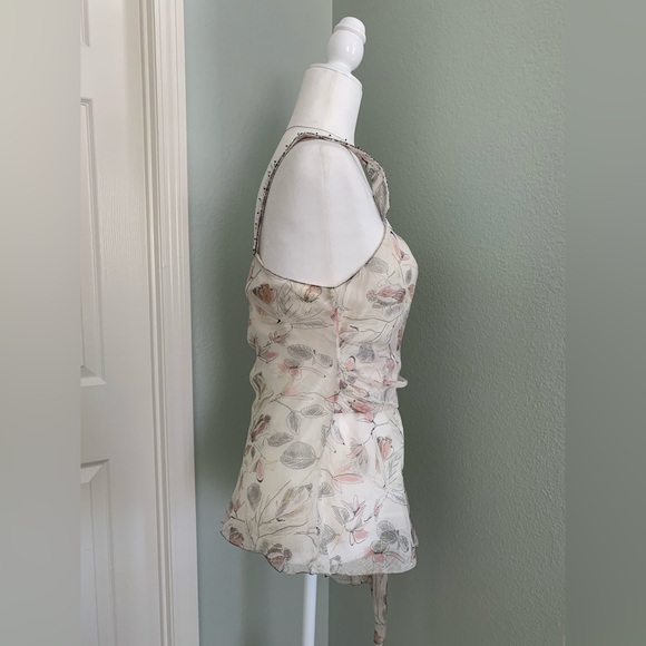 Vintage Max Studio Elegant Floral Top Embellished Straps Silk Sequins Size M - Picture 5 of 9